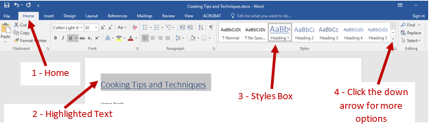 microsoft word heading center allignment