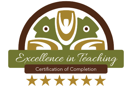 Excellence in Teaching Certification of Completion badge with Chemeketa logo and stars.