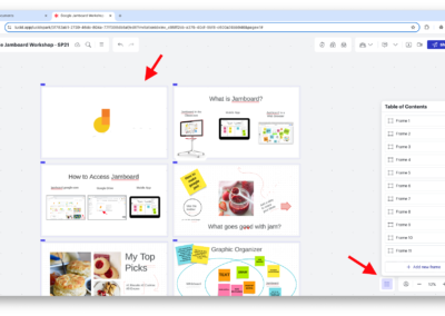 Screenshot showing an imported Jamboard in Lucidspark with slides converted to frames.