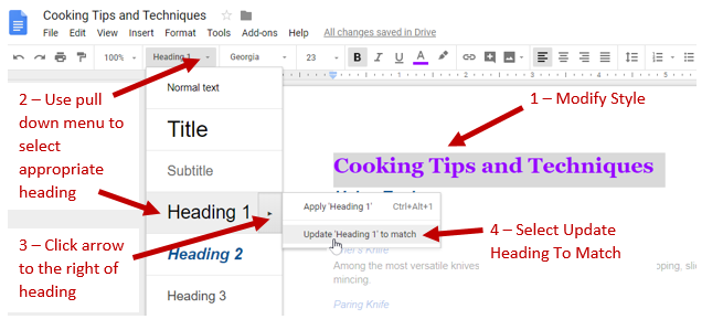 Headings in Google Docs | Center for Academic Innovation