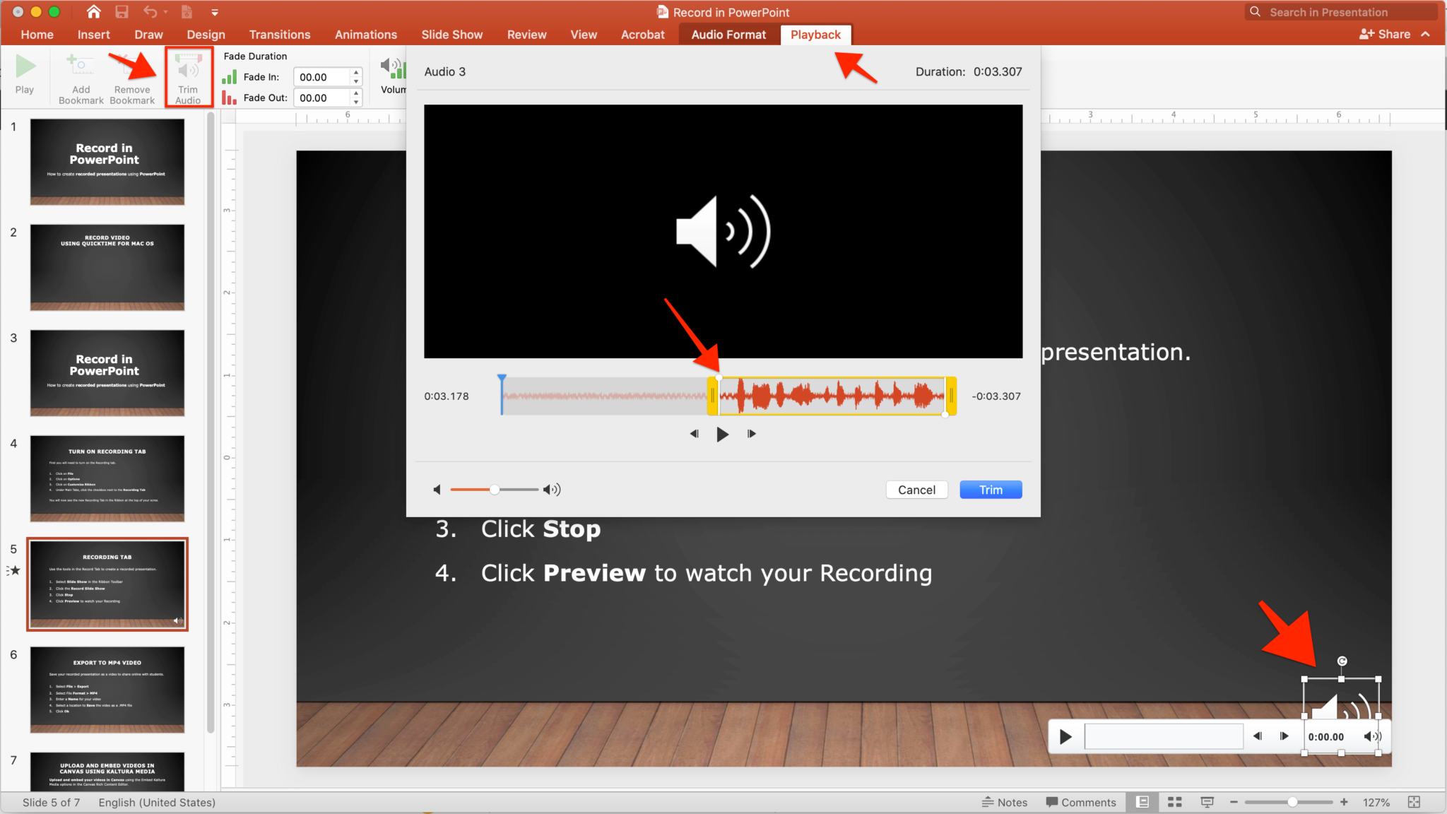 record powerpoint presentation with audio mac