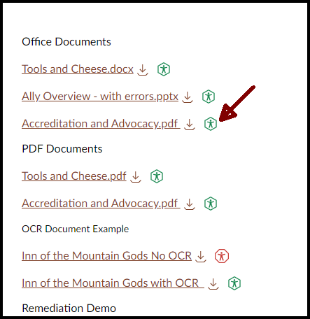 Screenshot of Canvas Documents with Panorama Icons highlighted.