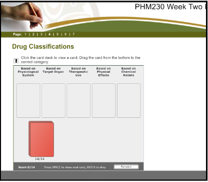 screenshot of a matching activity for Pharmacy Tech