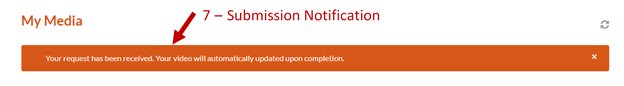 Screenshot of the submission notification.